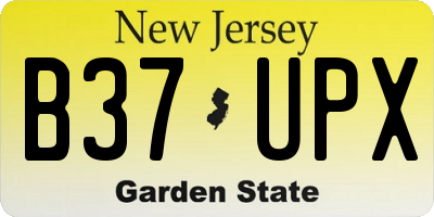 NJ license plate B37UPX