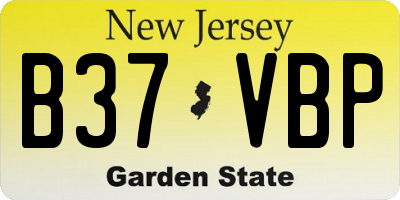 NJ license plate B37VBP