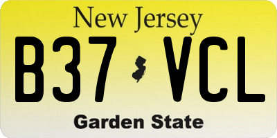NJ license plate B37VCL