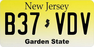 NJ license plate B37VDV