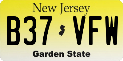 NJ license plate B37VFW