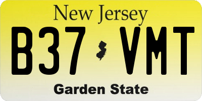 NJ license plate B37VMT