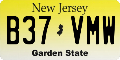 NJ license plate B37VMW