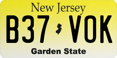 NJ license plate B37VOK