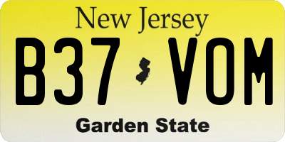 NJ license plate B37VOM