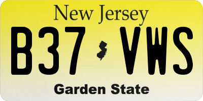 NJ license plate B37VWS