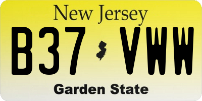 NJ license plate B37VWW