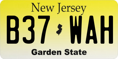 NJ license plate B37WAH