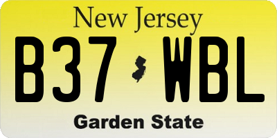 NJ license plate B37WBL