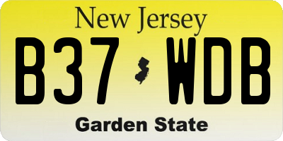 NJ license plate B37WDB