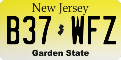 NJ license plate B37WFZ