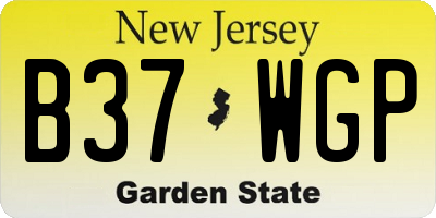 NJ license plate B37WGP