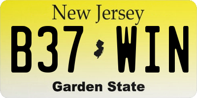 NJ license plate B37WIN