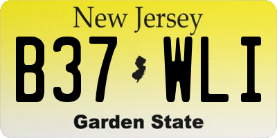 NJ license plate B37WLI