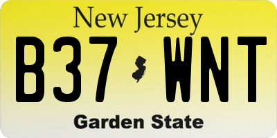 NJ license plate B37WNT