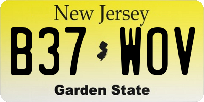 NJ license plate B37WOV