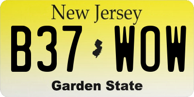 NJ license plate B37WOW