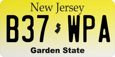 NJ license plate B37WPA