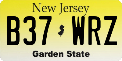 NJ license plate B37WRZ