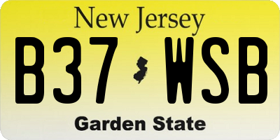 NJ license plate B37WSB