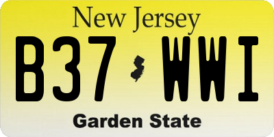NJ license plate B37WWI