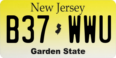 NJ license plate B37WWU