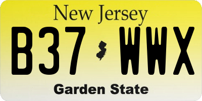 NJ license plate B37WWX