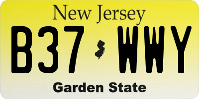 NJ license plate B37WWY