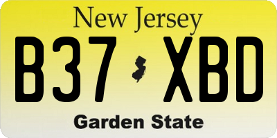 NJ license plate B37XBD