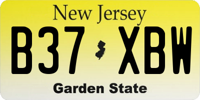 NJ license plate B37XBW