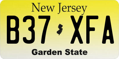 NJ license plate B37XFA