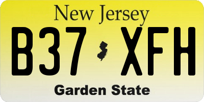 NJ license plate B37XFH