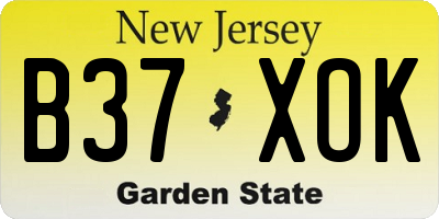 NJ license plate B37XOK