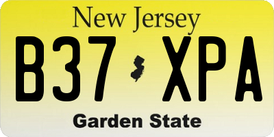 NJ license plate B37XPA