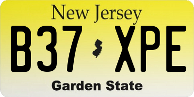 NJ license plate B37XPE