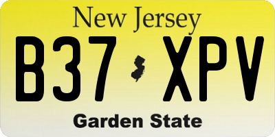 NJ license plate B37XPV