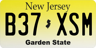 NJ license plate B37XSM