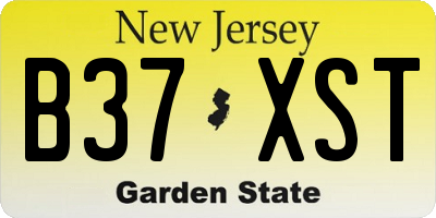NJ license plate B37XST