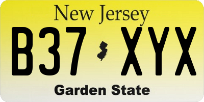 NJ license plate B37XYX