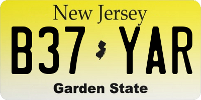 NJ license plate B37YAR