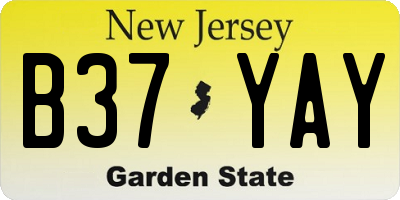 NJ license plate B37YAY