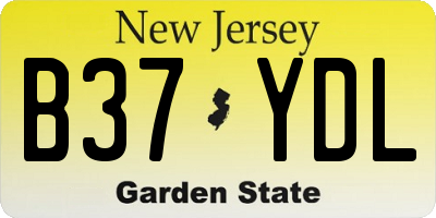 NJ license plate B37YDL