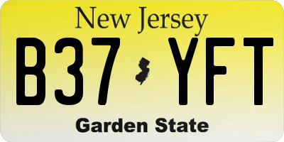 NJ license plate B37YFT