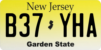 NJ license plate B37YHA