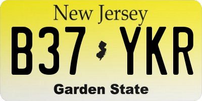 NJ license plate B37YKR