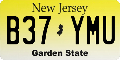 NJ license plate B37YMU