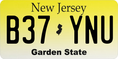 NJ license plate B37YNU