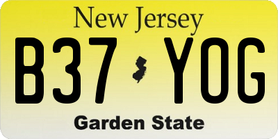 NJ license plate B37YOG