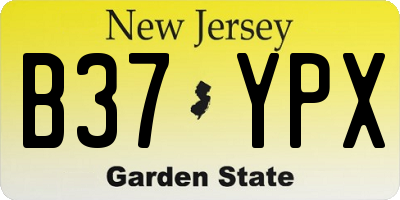 NJ license plate B37YPX
