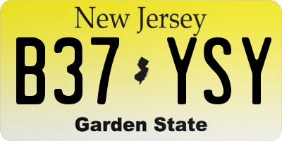 NJ license plate B37YSY